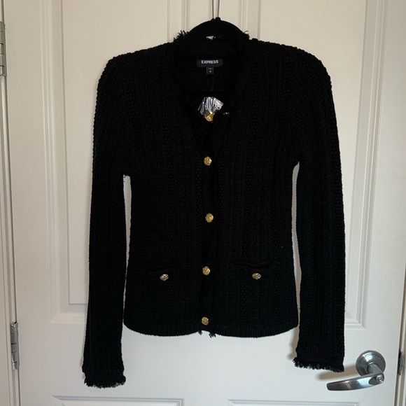 NWOT express black sweater/blazer gold detail size small - Picture 1 of 4